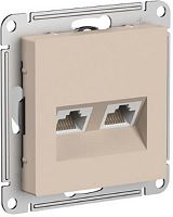 Розетка компьютерная без рамки Systeme Electric AtlasDesign 2-м. RJ45+RJ45 5e песочный картинка